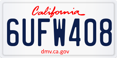 CA license plate 6UFW408