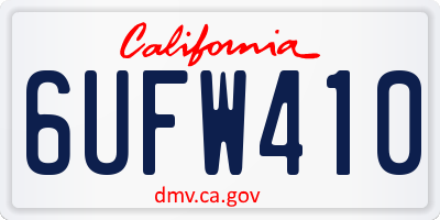 CA license plate 6UFW410
