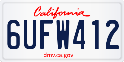 CA license plate 6UFW412
