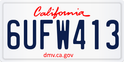 CA license plate 6UFW413