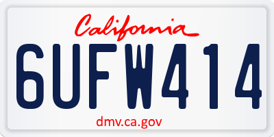 CA license plate 6UFW414