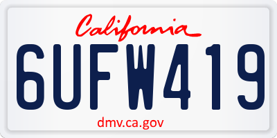 CA license plate 6UFW419