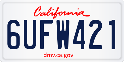 CA license plate 6UFW421