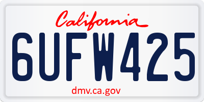 CA license plate 6UFW425