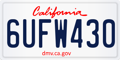 CA license plate 6UFW430