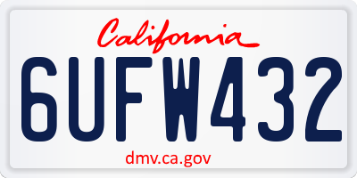 CA license plate 6UFW432
