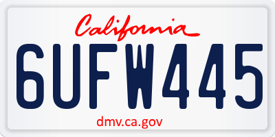 CA license plate 6UFW445