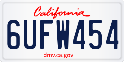 CA license plate 6UFW454