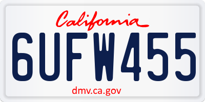 CA license plate 6UFW455