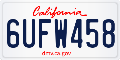 CA license plate 6UFW458