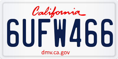 CA license plate 6UFW466