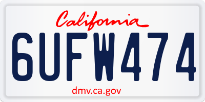 CA license plate 6UFW474