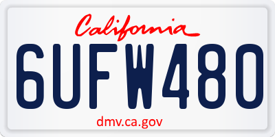 CA license plate 6UFW480
