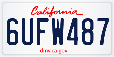 CA license plate 6UFW487