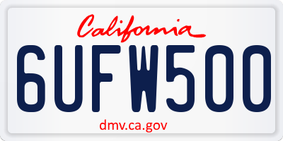 CA license plate 6UFW500