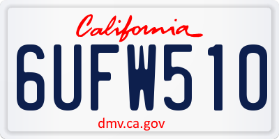 CA license plate 6UFW510