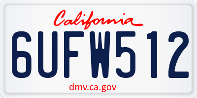 CA license plate 6UFW512