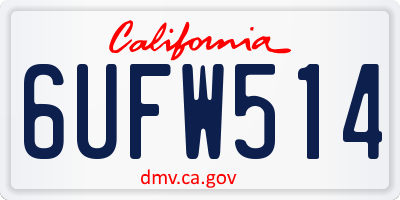 CA license plate 6UFW514