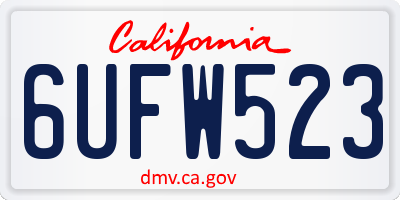 CA license plate 6UFW523