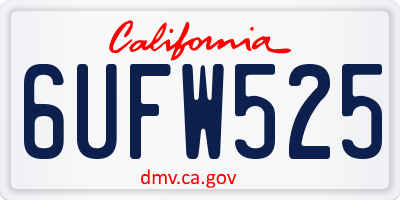CA license plate 6UFW525