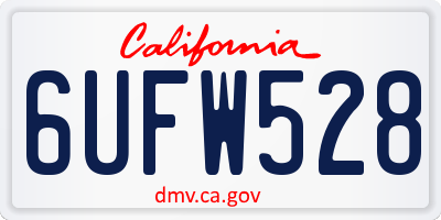CA license plate 6UFW528