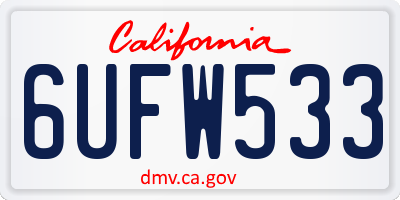 CA license plate 6UFW533
