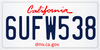 CA license plate 6UFW538