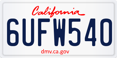 CA license plate 6UFW540