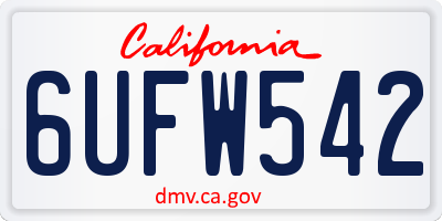 CA license plate 6UFW542