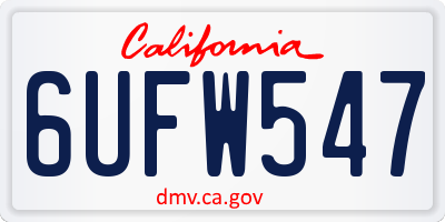CA license plate 6UFW547