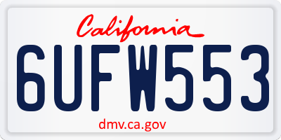 CA license plate 6UFW553