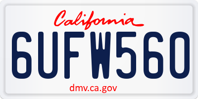 CA license plate 6UFW560