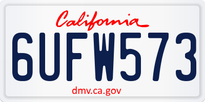 CA license plate 6UFW573