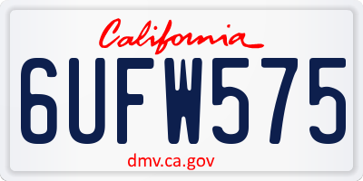 CA license plate 6UFW575