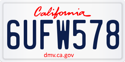 CA license plate 6UFW578