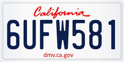 CA license plate 6UFW581