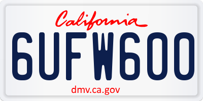 CA license plate 6UFW600