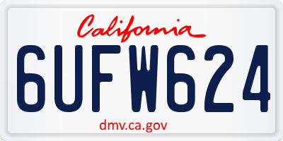 CA license plate 6UFW624