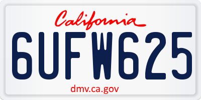 CA license plate 6UFW625