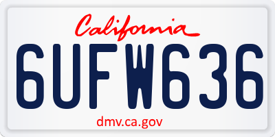 CA license plate 6UFW636
