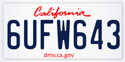 CA license plate 6UFW643