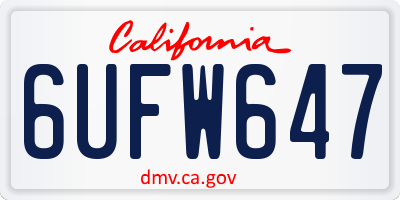 CA license plate 6UFW647