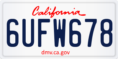 CA license plate 6UFW678