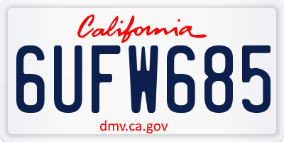 CA license plate 6UFW685