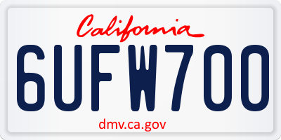 CA license plate 6UFW700