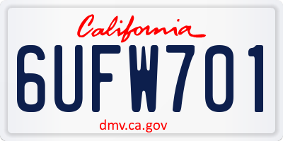 CA license plate 6UFW701