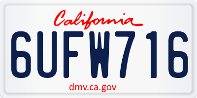 CA license plate 6UFW716