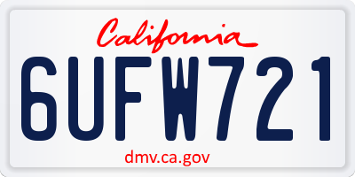 CA license plate 6UFW721