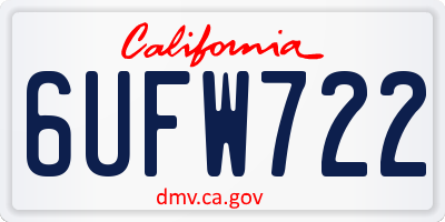 CA license plate 6UFW722