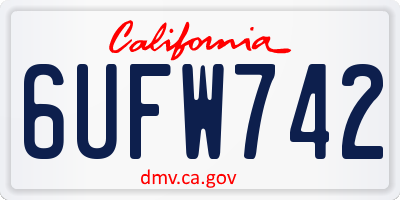 CA license plate 6UFW742